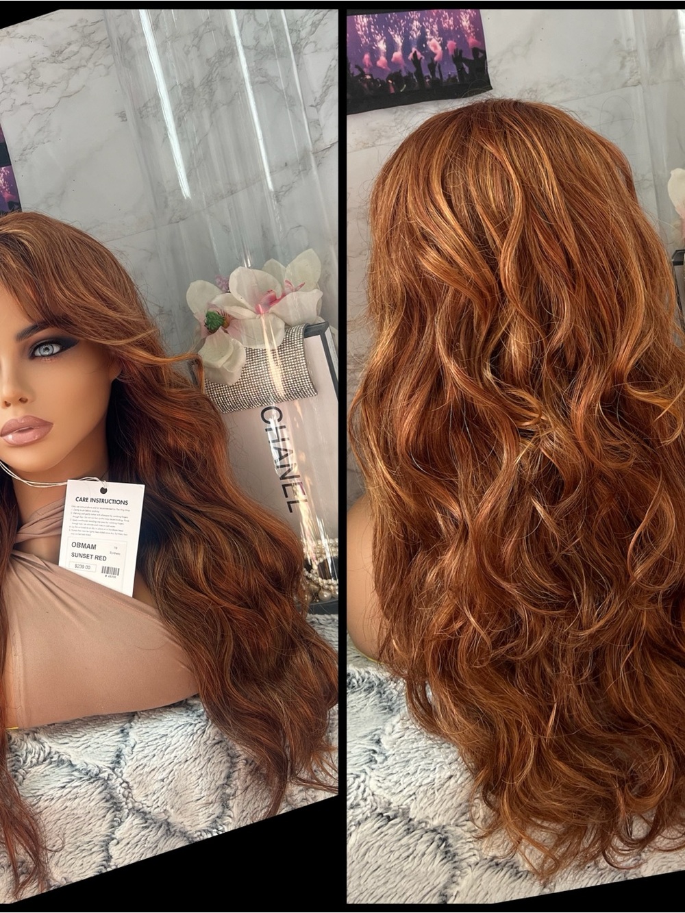Tony Of Beverly OBMAM Sunset Red MONOFILAMENT Bang Lace Front Wig - Picture 8 of 8